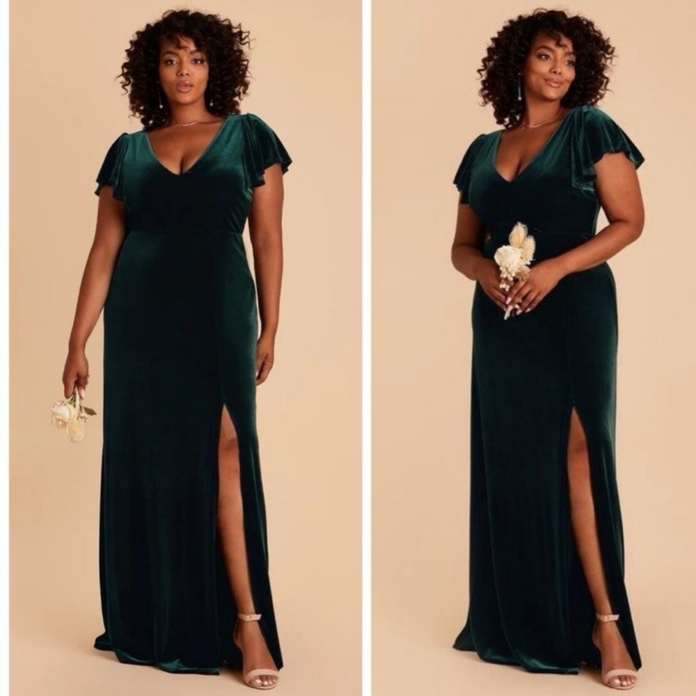 Hannah Emerald Velvet Bridesmaids Dress